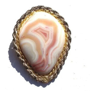 Vintage Gemstone (Agate Stone Geode Crystal) Cowboy Western Tie Clip Pin Decor
